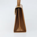 Salvatore Ferragamo Gancini Hand Bag Leather Brown Gold Auth 169892-5