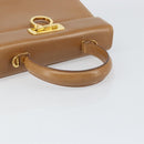 Salvatore Ferragamo Gancini Hand Bag Leather Brown Gold Auth 169892-7