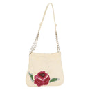 CHANEL Wild Stitch Umhängetasche mit Kette Leder Elfenbein Gold CC Auth 169894-1