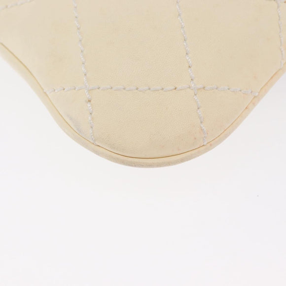 CHANEL Wild Stitch Umhängetasche mit Kette Leder Elfenbein Gold CC Auth 169894