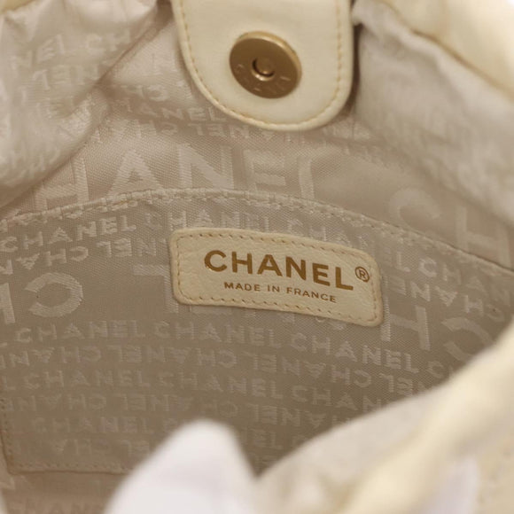 CHANEL Wild Stitch Umhängetasche mit Kette Leder Elfenbein Gold CC Auth 169894