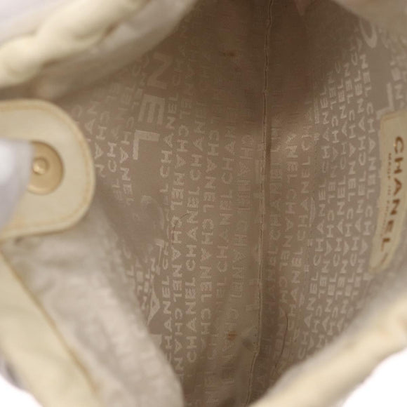 CHANEL Wild Stitch Umhängetasche mit Kette Leder Elfenbein Gold CC Auth 169894