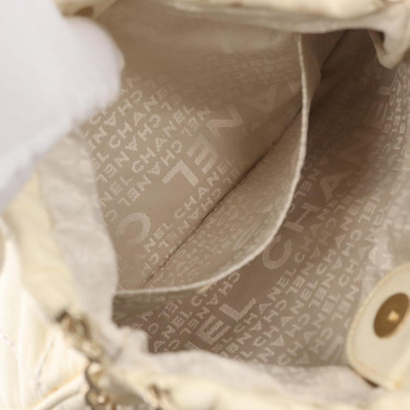 CHANEL Wild Stitch Umhängetasche mit Kette Leder Elfenbein Gold CC Auth 169894