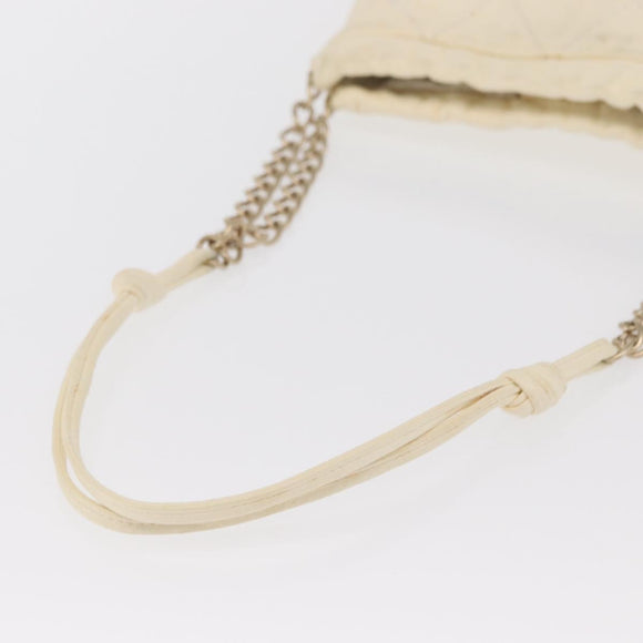 CHANEL Wild Stitch Umhängetasche mit Kette Leder Elfenbein Gold CC Auth 169894