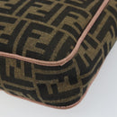 FENDI Zucca Canvas Shoulder Bag Black Brown gold Auth 169895SAM-19