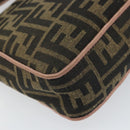 FENDI Zucca Canvas Shoulder Bag Black Brown gold Auth 169895SAM-20