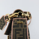 FENDI Zucca Canvas Shoulder Bag Black Brown gold Auth 169895SAM-21