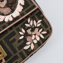 FENDI Zucca Canvas Shoulder Bag Black Brown gold Auth 169895SAM-22