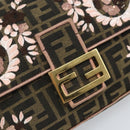 FENDI Zucca Canvas Shoulder Bag Black Brown gold Auth 169895SAM-23