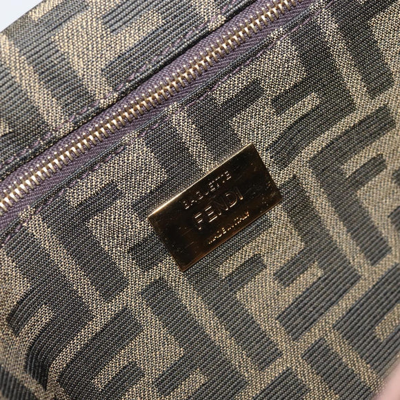 FENDI Zucca Canvas Shoulder Bag Black Brown gold Auth 169895SAM