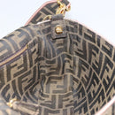 FENDI Zucca Canvas Shoulder Bag Black Brown gold Auth 169895SAM-27