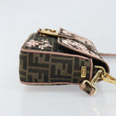 FENDI Zucca Canvas Shoulder Bag Black Brown gold Auth 169895SAM-4
