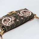 FENDI Zucca Canvas Shoulder Bag Black Brown gold Auth 169895SAM-7