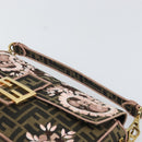 FENDI Zucca Canvas Shoulder Bag Black Brown gold Auth 169895SAM-15