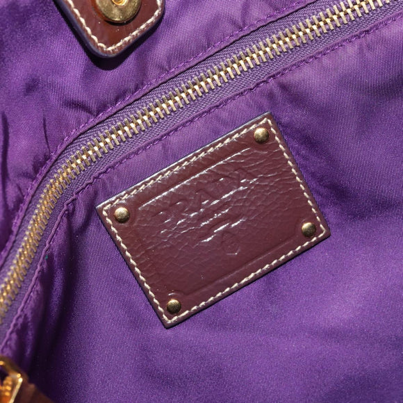 PRADA Tote Bag Nylon Purple Gold Auth 169896