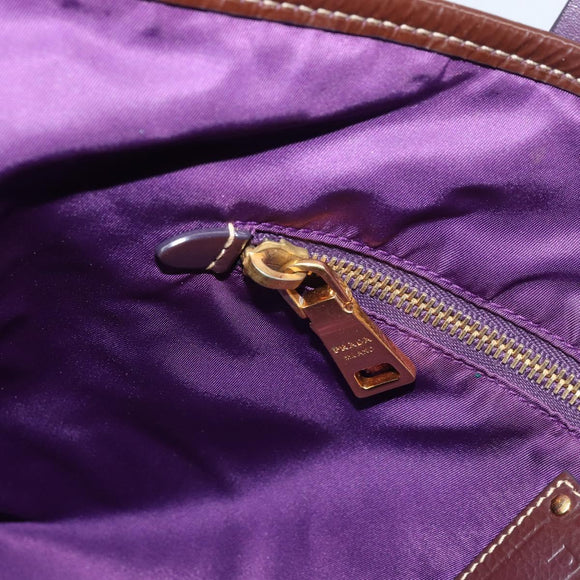 PRADA Tote Bag Nylon Purple Gold Auth 169896