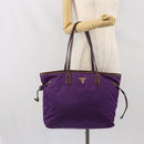 PRADA Tote Bag Nylon Purple Gold Auth 169896-24