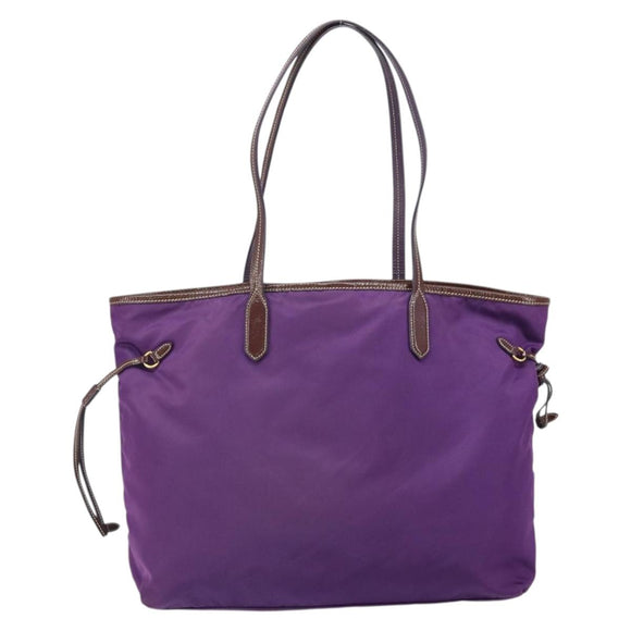 PRADA Tote Bag Nylon Purple Gold Auth 169896