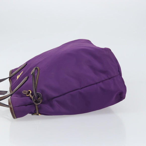 PRADA Tote Bag Nylon Purple Gold Auth 169896
