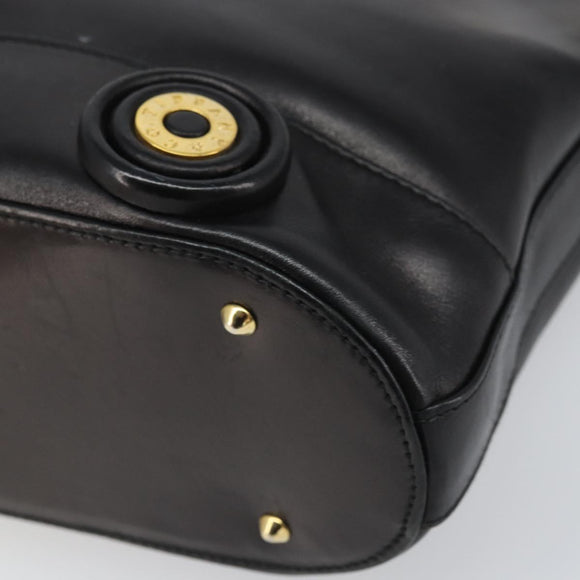 TIFFANY&Co. Chain Shoulder Bag Leather Black Gold Auth 169897