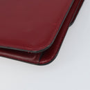 CELINE Chain Shoulder Bag Leather Red Gold Auth 169898V-17