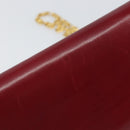 CELINE Chain Shoulder Bag Leather Red Gold Auth 169898V-8