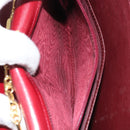CELINE Chain Shoulder Bag Leather Red Gold Auth 169898V-11
