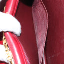 CELINE Chain Shoulder Bag Leather Red Gold Auth 169898V-24
