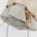 CELINE Macadam Canvas Shoulder Bag PVC Leather White Gold Auth 169899-7