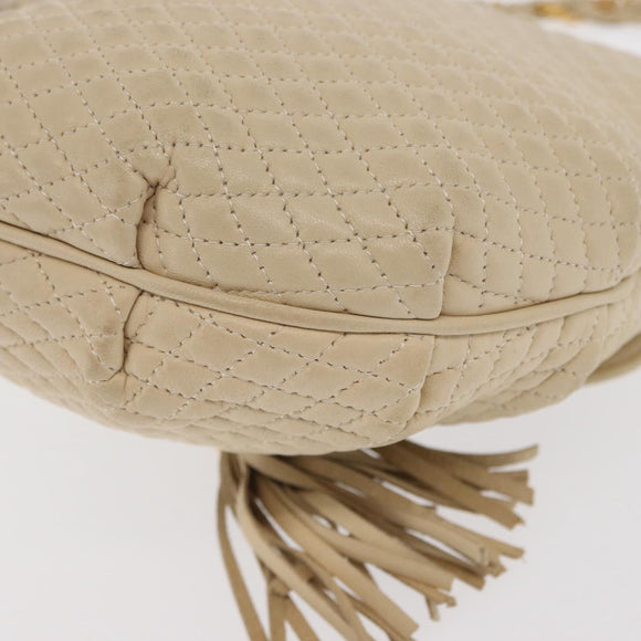 BALLY Shoulder Bag Leather Ivory Gold Auth 169900