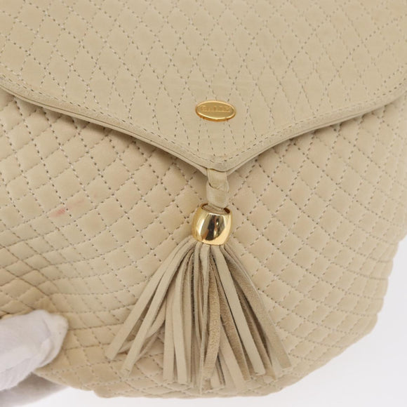 BALLY Shoulder Bag Leather Ivory Gold Auth 169900