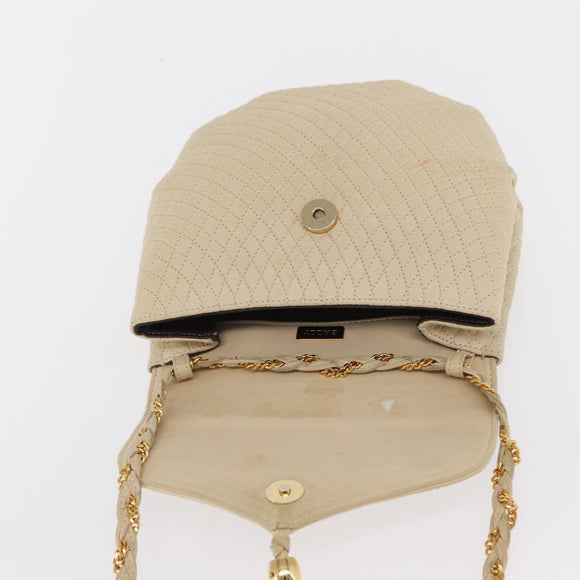 BALLY Shoulder Bag Leather Ivory Gold Auth 169900