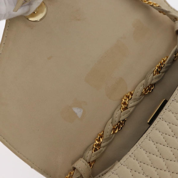 BALLY Shoulder Bag Leather Ivory Gold Auth 169900