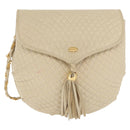 BALLY Shoulder Bag Leather Ivory Gold Auth 169900-2