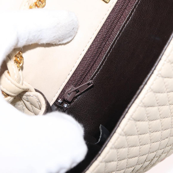 BALLY Shoulder Bag Leather Ivory Gold Auth 169900