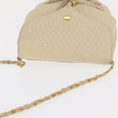 BALLY Shoulder Bag Leather Ivory Gold Auth 169900-6