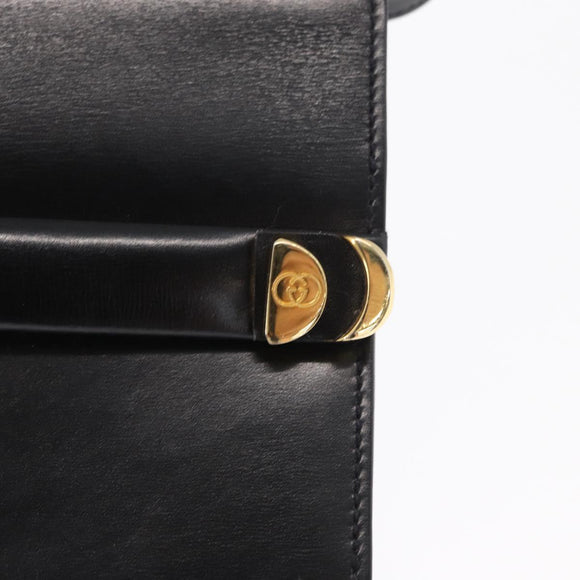 GUCCI Shoulder Bag Leather Black Gold 004 056 0209 Auth 169902