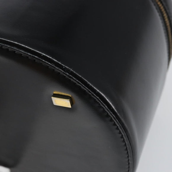 CELINE Vanity Hand Bag Leather Black Gold Auth 169907V