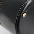 CELINE Vanity Hand Bag Leather Black Gold Auth 169907V-16