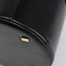 CELINE Vanity Hand Bag Leather Black Gold Auth 169907V-17