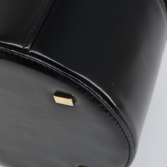 CELINE Vanity Hand Bag Leather Black Gold Auth 169907V