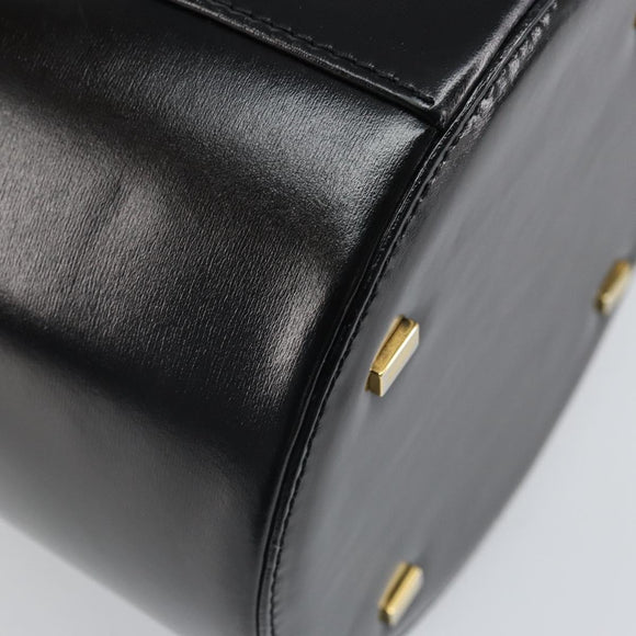 CELINE Vanity Hand Bag Leather Black Gold Auth 169907V