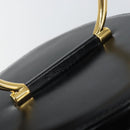 CELINE Vanity Hand Bag Leather Black Gold Auth 169907V-20