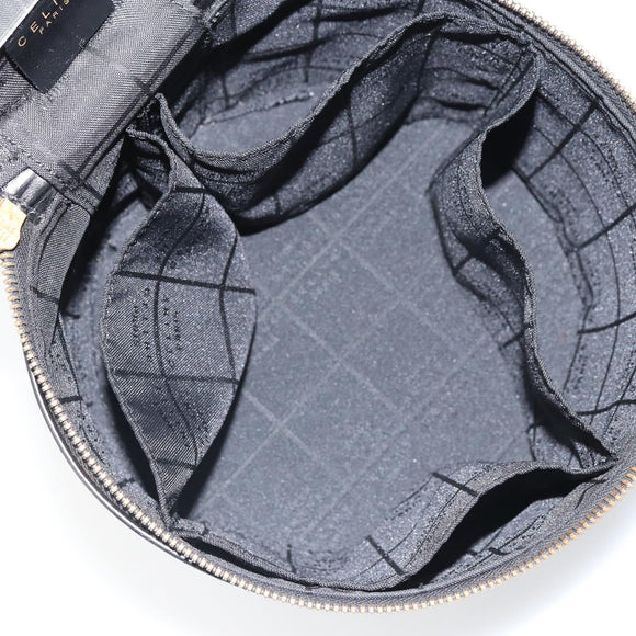 CELINE Vanity Hand Bag Leather Black Gold Auth 169907V