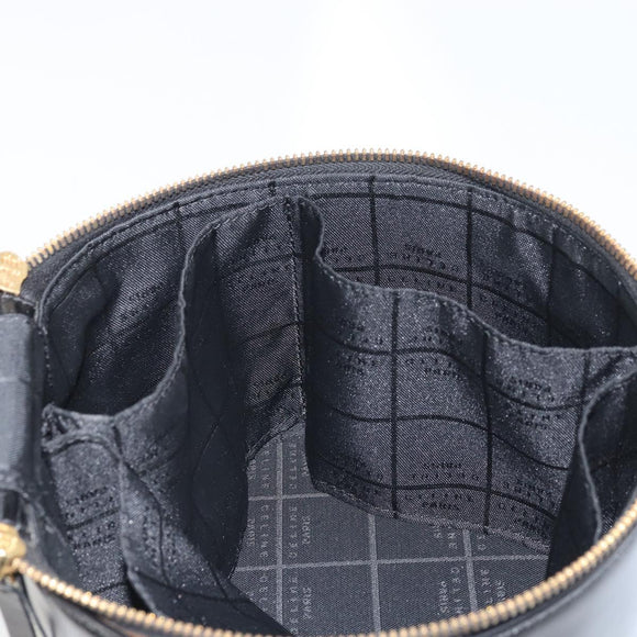 CELINE Vanity Hand Bag Leather Black Gold Auth 169907V