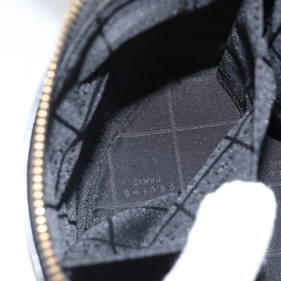 CELINE Vanity Hand Bag Leather Black Gold Auth 169907V