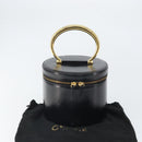 CELINE Vanity Hand Bag Leather Black Gold Auth 169907V-12