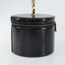 CELINE Vanity Hand Bag Leather Black Gold Auth 169907V-4