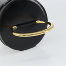 CELINE Vanity Hand Bag Leather Black Gold Auth 169907V-7