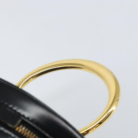 CELINE Vanity Hand Bag Leather Black Gold Auth 169907V